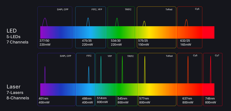 Specifiche delle sorgenti luminose laser e a LED